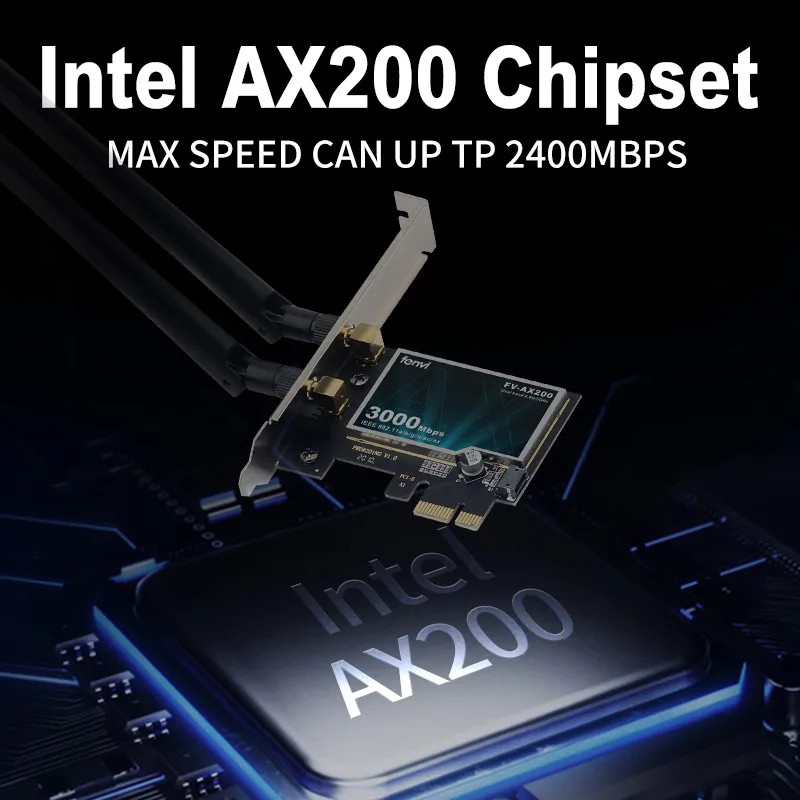 Wifi6 Intel AX200 PCIe WiFi Adapter AX200NGW Bluetooth 5.2 Wireless 3000Mbps 2.4G/5Ghz 802.11ac/ax Network Card Desktop PC