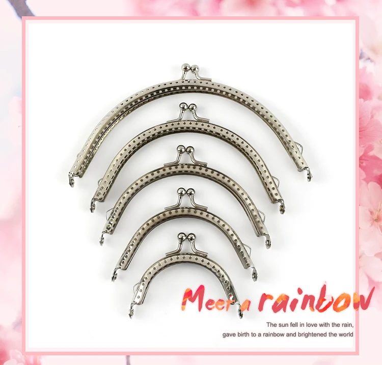 10Pcs 6.5-15.5cm Silver Handbag Handle Metal Frame Kiss Clasp Purse Replace Handles Wallet Brackets DIY Bags Part Accessories