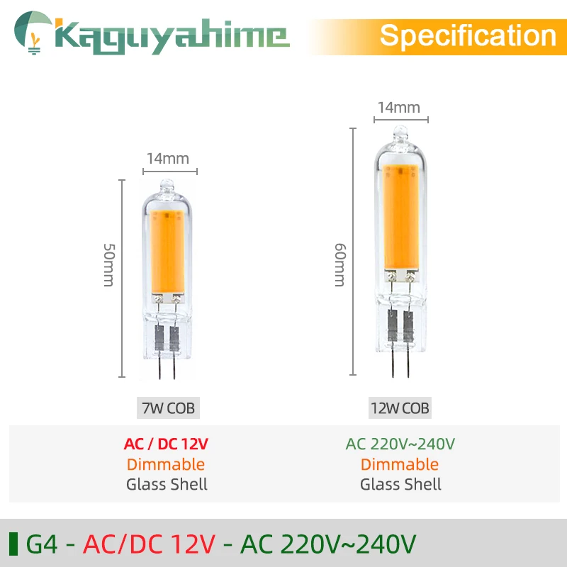 KPS 10pcs/Lot LED Bulb G9 G4 Glass Lamp 5W 7W 9W 12W 220V COB Super Bright Constant Power Lamp Lighting Replacement Halogen