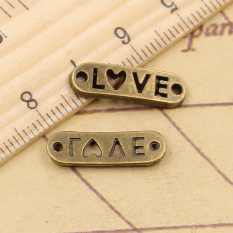 20pcs Charms Love Connector 20x6mm Tibetan Bronze Silver Color Pendants Antique Jewelry Making DIY Handmade Craft