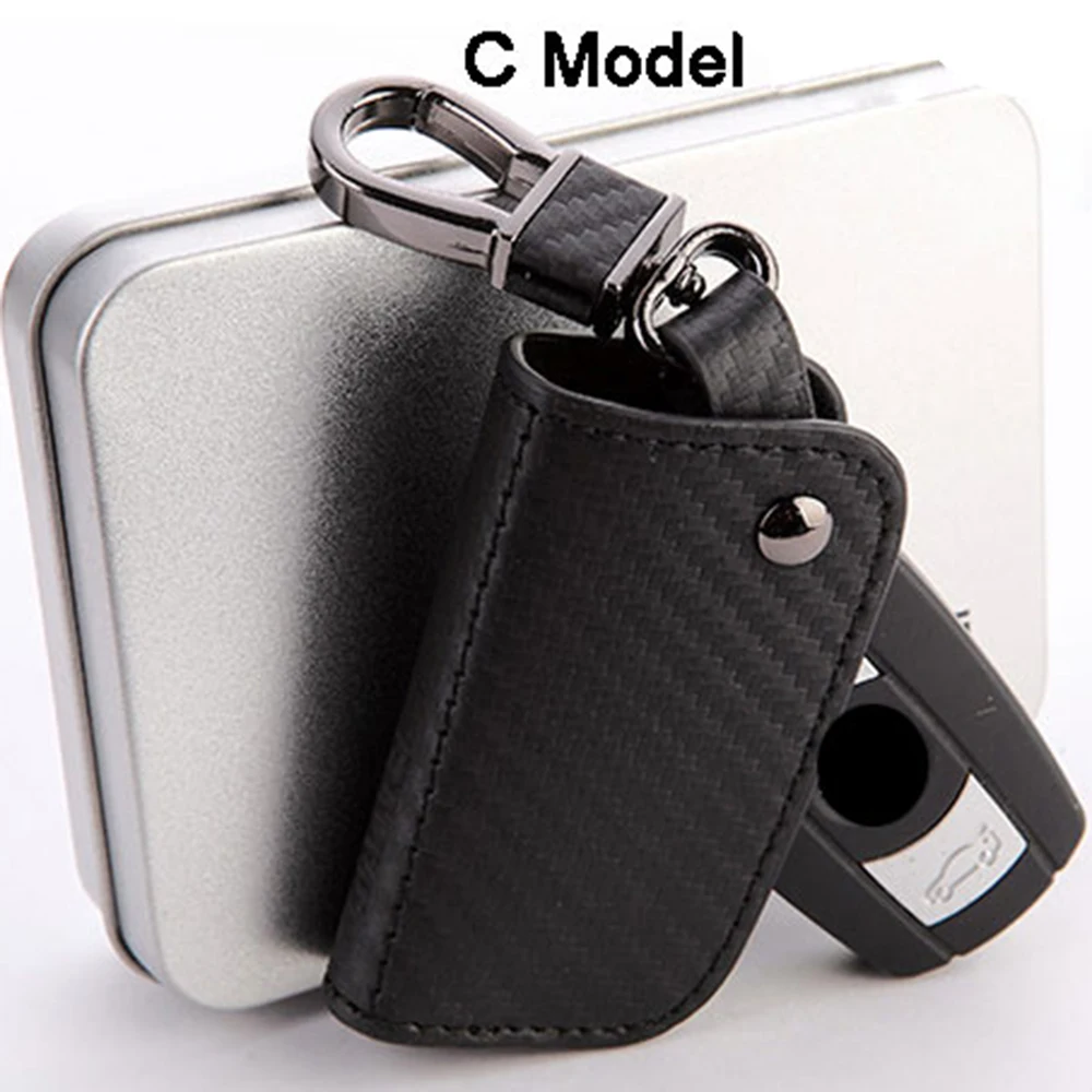 Leather Car Key Case holder For BMW E90 E60 E70 E87 1 3 5 6 Series M3 M5 X1 X5 X6 Z4 Keychain Holder Protector Cover Bag Auto