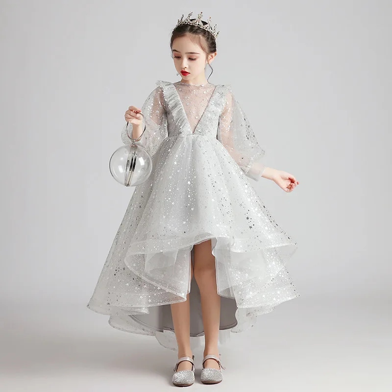 Robe de mariée en tulle pour filles, tenue de soirée, motif floral, pour adolescentes, spectacle, fête, spectacle, Rh, 2024