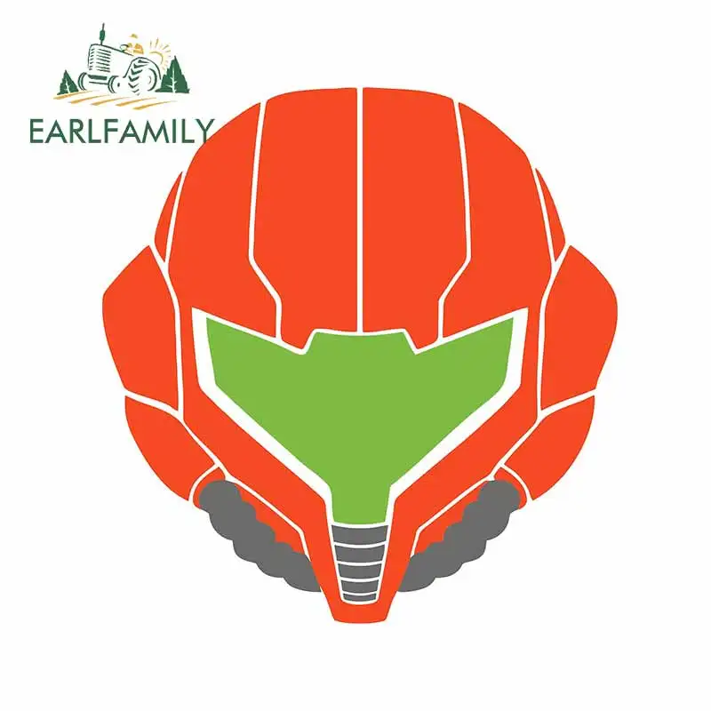 EARLFAMILY 13cm x 12.3cm for Samus Powersuit Helmet Windows Car Sticker Anime Tuning Decal Refrigerator Suitcase JDM Accessories