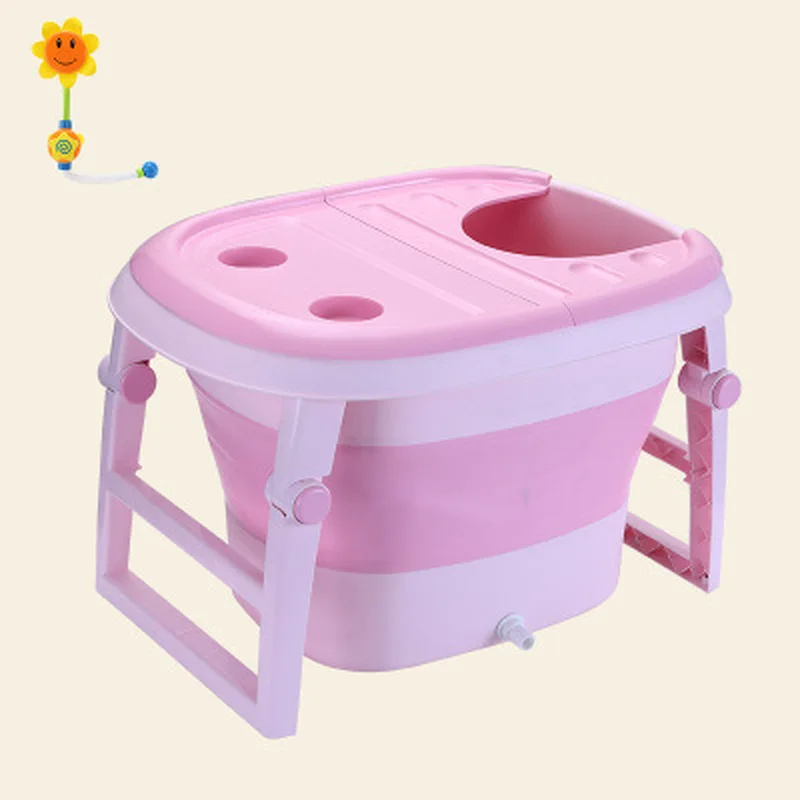 Bañera antideslizante para bebé recién nacido, Cubo de baño para pies, Plegable, portátil, gran capacidad, piscina