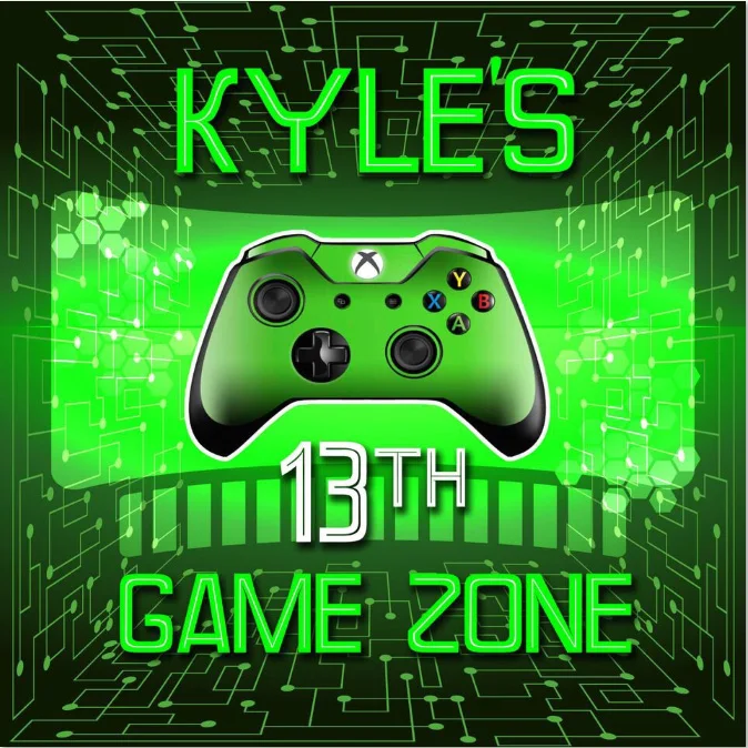 8x8FT  Xbox Green Game Zone Birthday Party Personalized DIY Custom Photo Studio Background Backdrop Vinyl 10x10 10x12