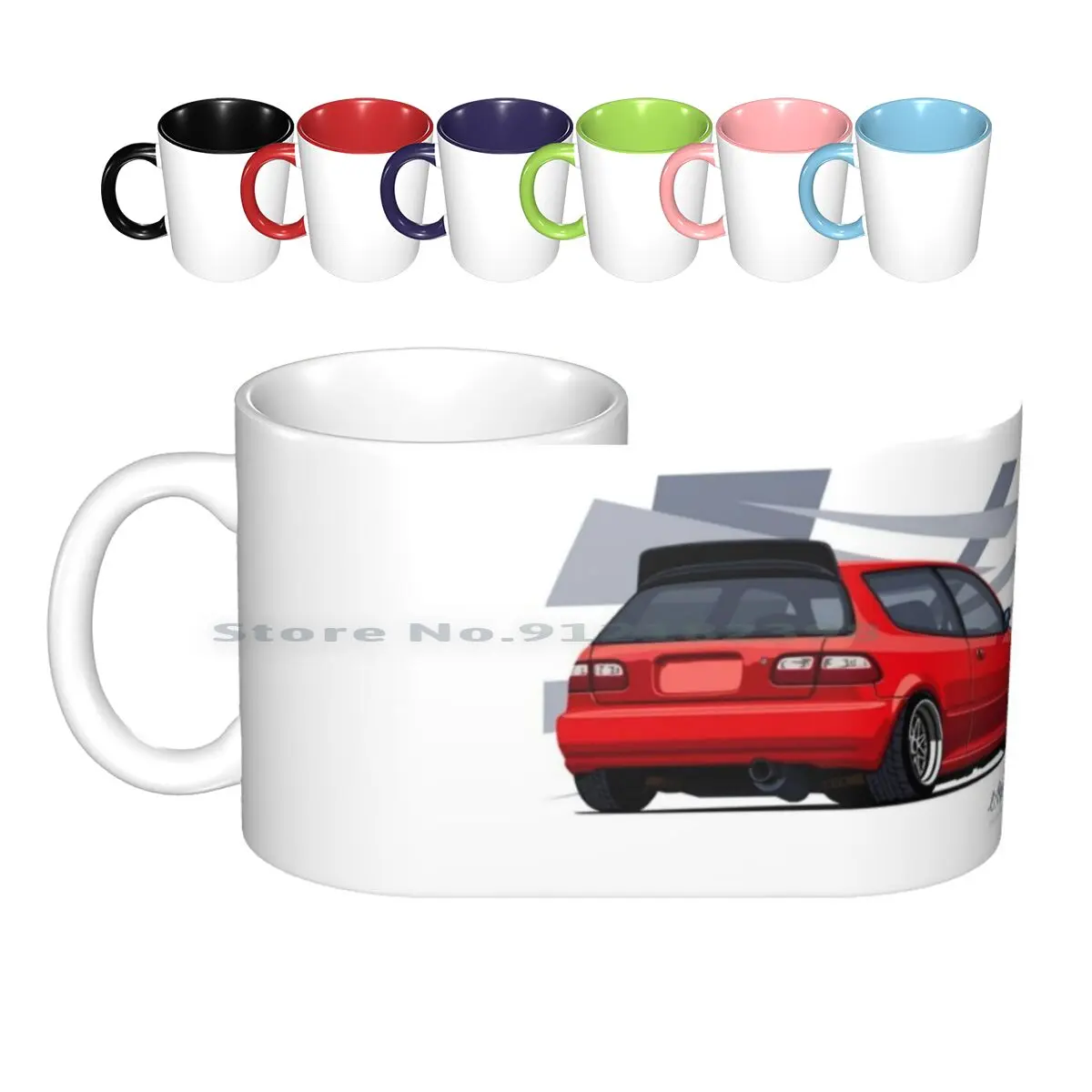 Civic Eg Ceramic Mugs Coffee Cups Milk Tea Mug Cars Vehicle Auto Automotive Vector Legend Jdm Japan Wheels Car Race Racing