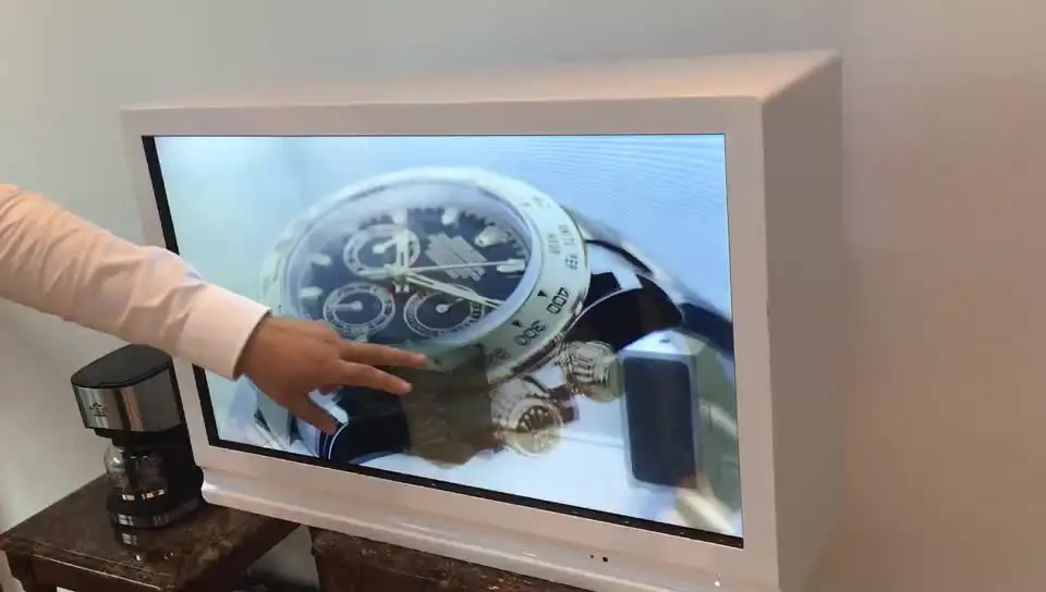 Quiosque de exibição interativo transparente do toque da tela lcd da propaganda digital de 32 polegadas