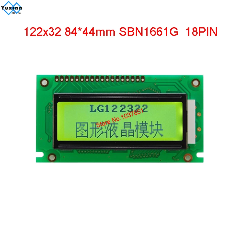 Module LCD 12232 122*32 18pin Xanh Lá Xanh Dương 84*44 Mm SBN1661G_M18 LG122322