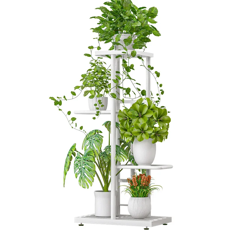 4Tier Metal Potted Plant Stand Flower Pot Flower Display Rack Plant Holder Plant Shelf for Indoor Living Room Balcony Decoration