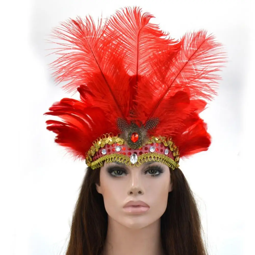 Fashion Accessories Hair Band Indian Peacock Feather Headdress Hair Headpieces Headband For Adults And Kids Halloween Carnival