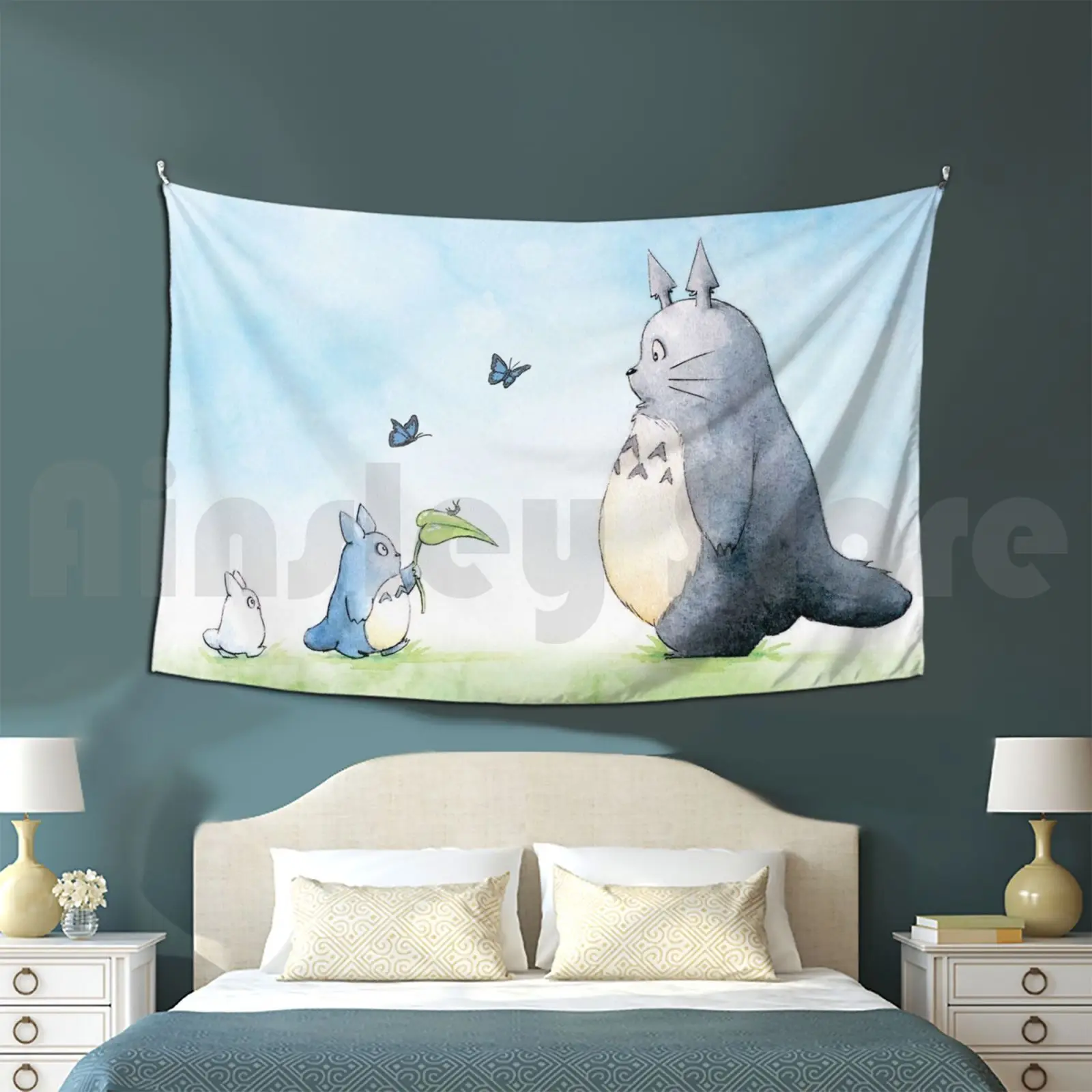 Totoro With Butterflies Tapestry Background Wall Hanging Totoro My Neighbor Totoro Tonari No Totoro Ghibili Gihbili