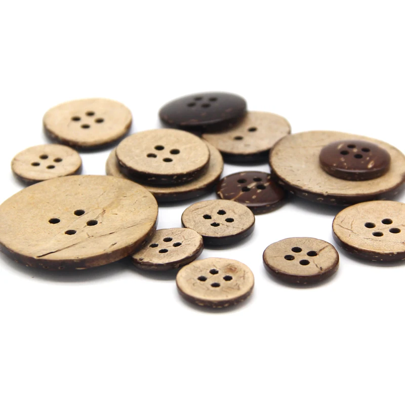 Natürliche umweltfreundliche Kokosnussschale Holzknopf für Kleidung 2/4 Löcher Kinder Sammelalbum dekorative Holzknöpfe Großhandel – Detail 15