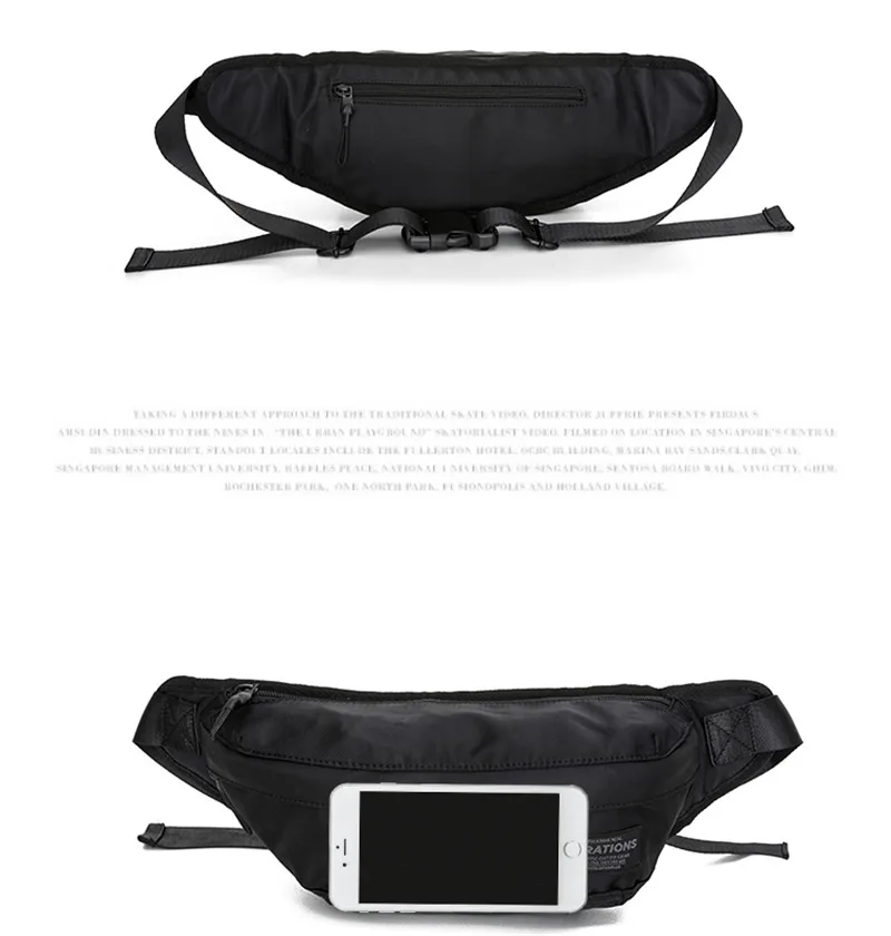 Man Waist Bag Oxford Waterproof Casual Chest Bag Fashion Hip Hop Belt Bag Traval Outdoors Shoulder Bag