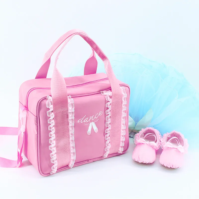 Girls Kids Sweet Lace Ballet Shoulder Bag Canvas Ballerina Dance Bag