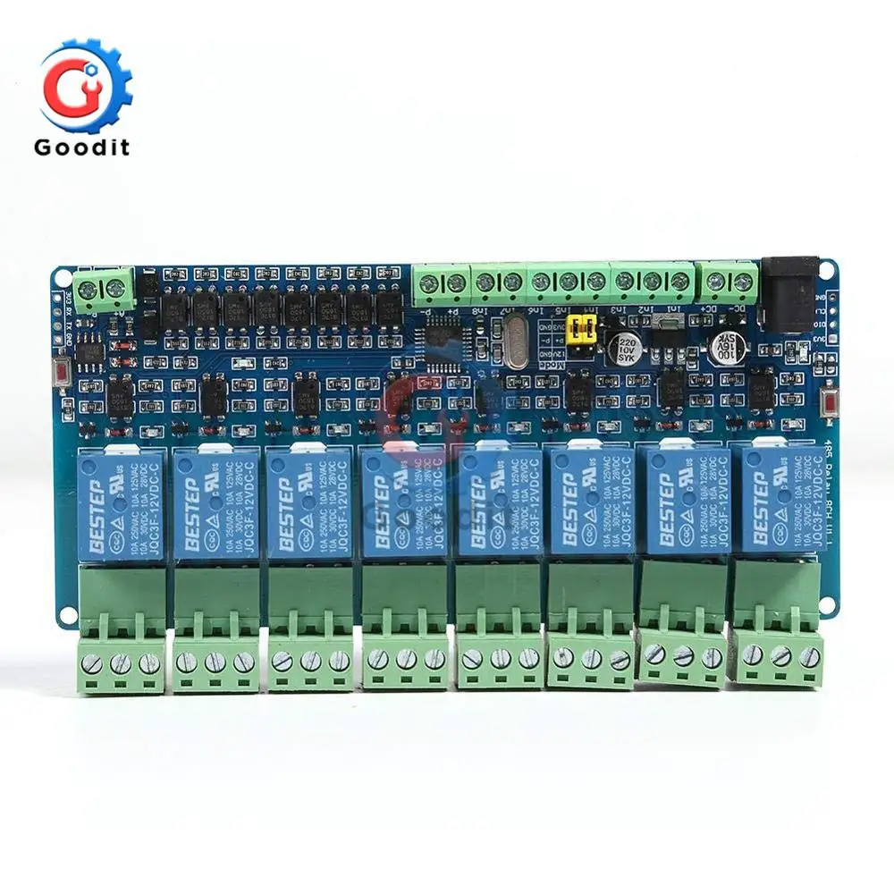 1PCS Modbus rtu 8 Channel Relay Module 485 TTL Communication 8-channel Input Relay Module Relay Output Board Module