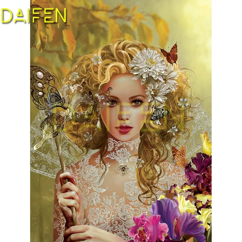 Full Round Diamond embroidery Cross stitch Woman flower mask 5DDIY Diamond painting Full Square Diamond mosaic Woman flower mask