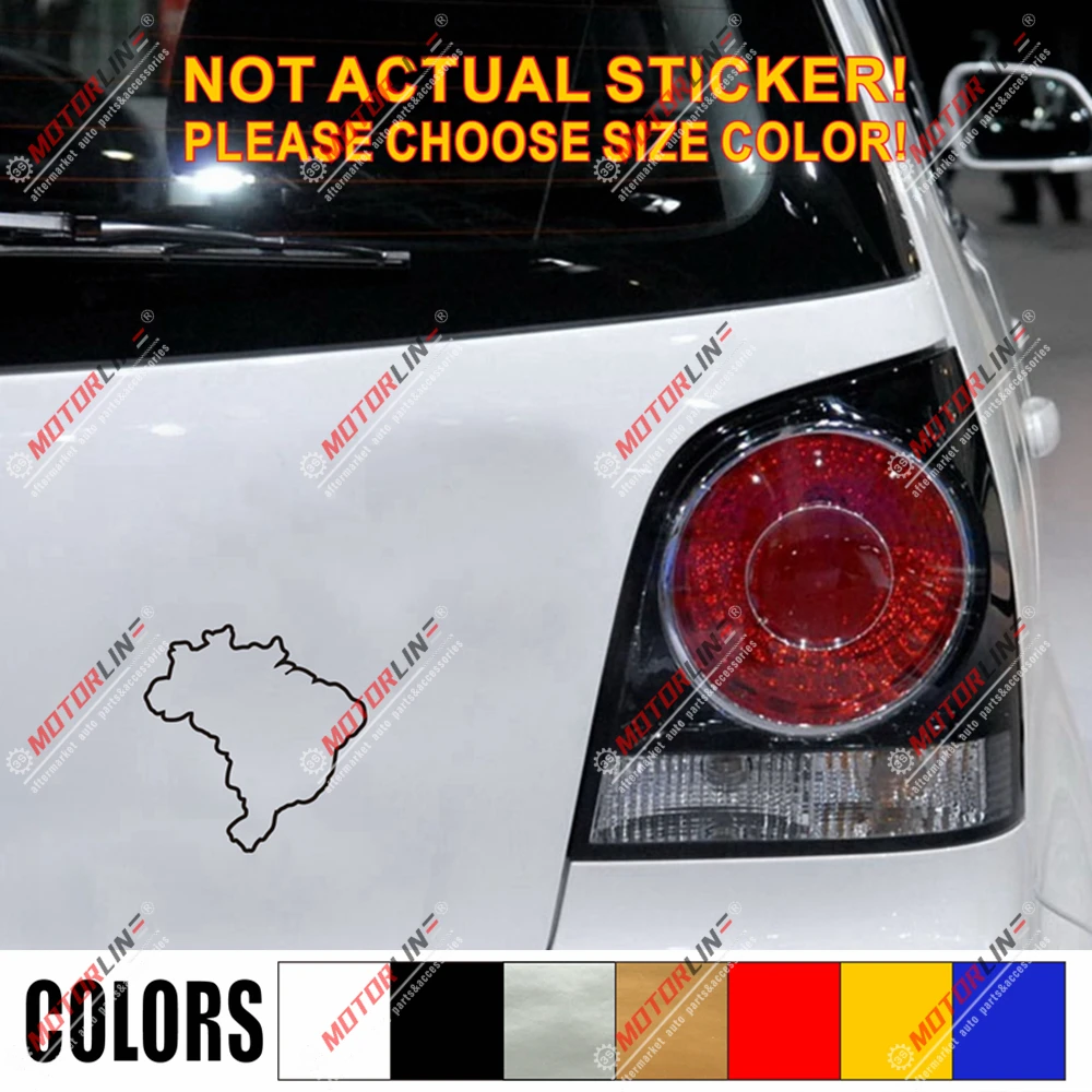 Brazil Map outline Decal Sticker Car Vinyl Brazilian pick size color