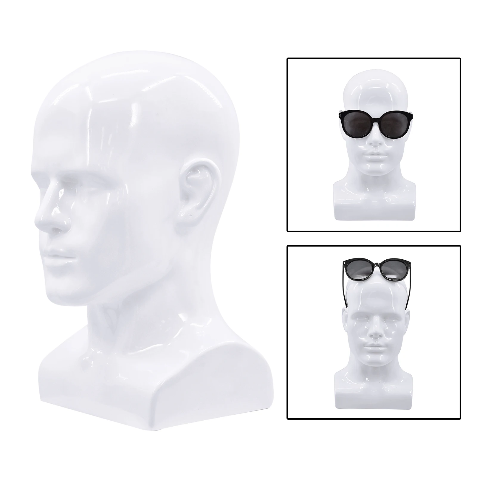 Realistic PVC Male Mannequin Head Display Head Mannequin Display Hat Wig Head Stand for Display Wig Hats Glasses