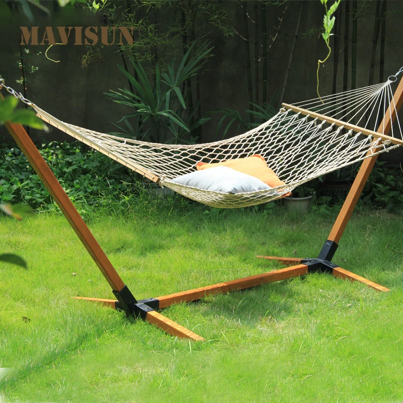 

Outdoor Garden Hammock Solid Wood Shaker Indoor Swing Single Bed Home Balcony Leisure Minimalist Hanging Rocking Furniture