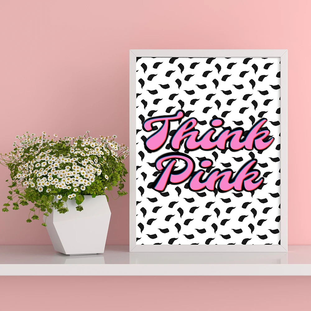 Pink Nail Phone Posters and Prints Girly Home Decor 90s Quote Canvas Painting Polka Dot Aesthetic Fashion Room Decor Pictures