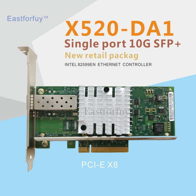 Eastforfuy X520-DA1 10GBase PCI Express x8 intel 82599 EN Chip Single Port Ethernet Network Adapter E10G41BTDA,SFP not included