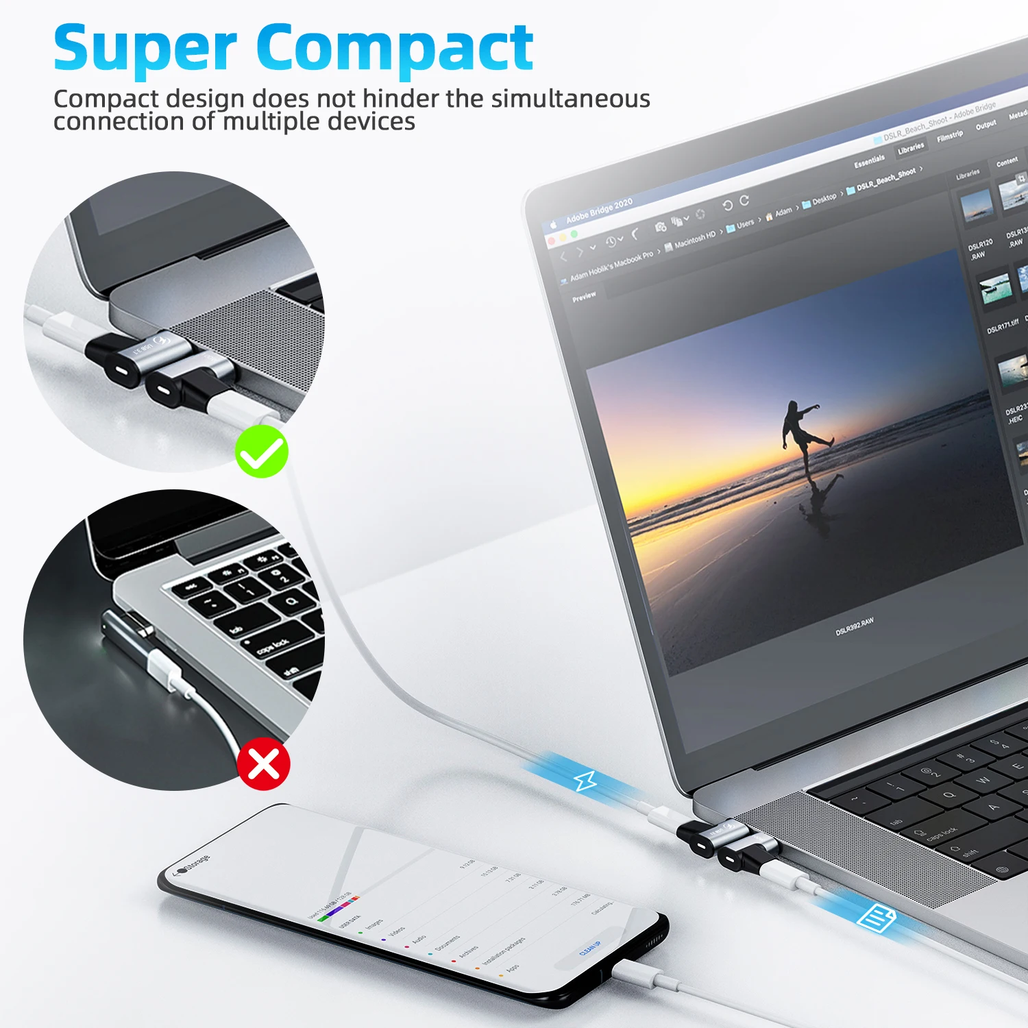 Usb3.1 Từ USB C Adapter 10Gbp PD 100W Sạc Nhanh Kết Nối Loại C Đồng Bộ Dữ Liệu 24 Chân 4K @ 60Hz Nam Châm USB Type C