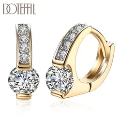 DOTEFFIL 925 Sterling Silver AAA Zircon 18K Gold Diamond Earrings For Women Jewelry Fashion Wedding Engagement Party Gift