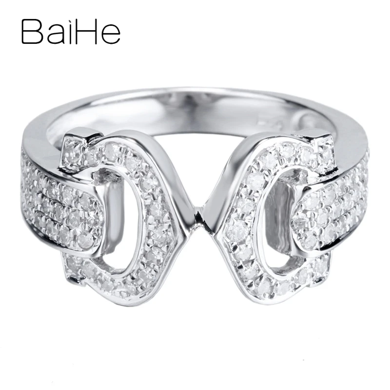 BAIHE Solid 14K White Gold H/SI Natural Diamond Ring Man Women Wedding Band Trendy Fine Jewelry טבעת זכר メンズリング Anel Masculino