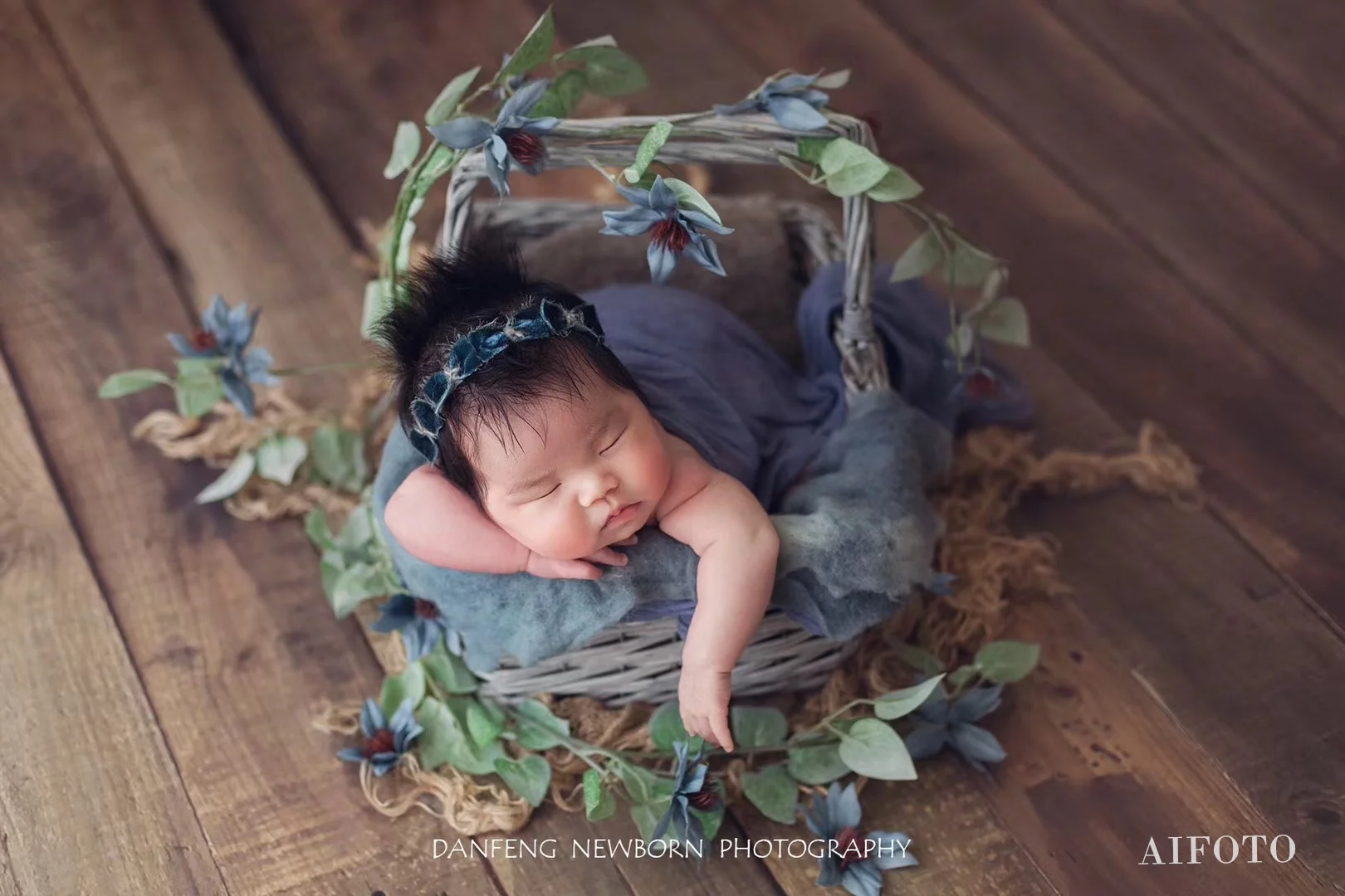 Newborn Photography Faux Flowers Props Simulation Green Plants For Baby Posing Shoot Photo Prop Basket Stuffer Layer Accessories