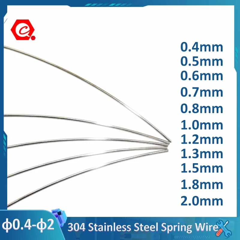 5Meters A2 304 Stainless Steel Spring Steel Wire Dia 0.4 0.5 0.6 0.7 0.8 1.0 1.2 1.3 1.5 1.8 2.0mm