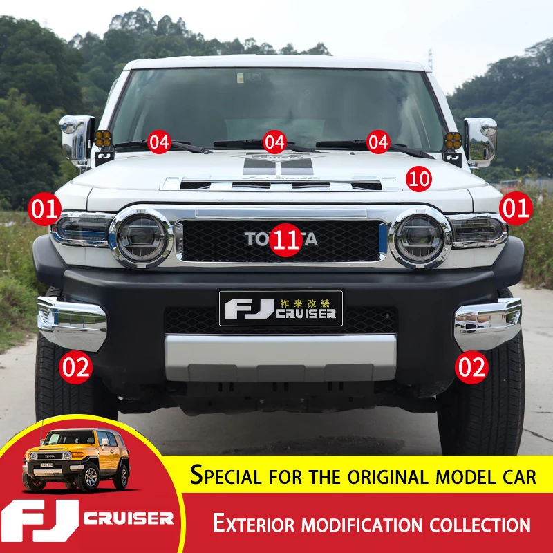 For Toyota FJ Cruiser Racing Grills Decorative Frame ABS Chromium Styling FJ Cruiser Electroplating Exterior Accessories