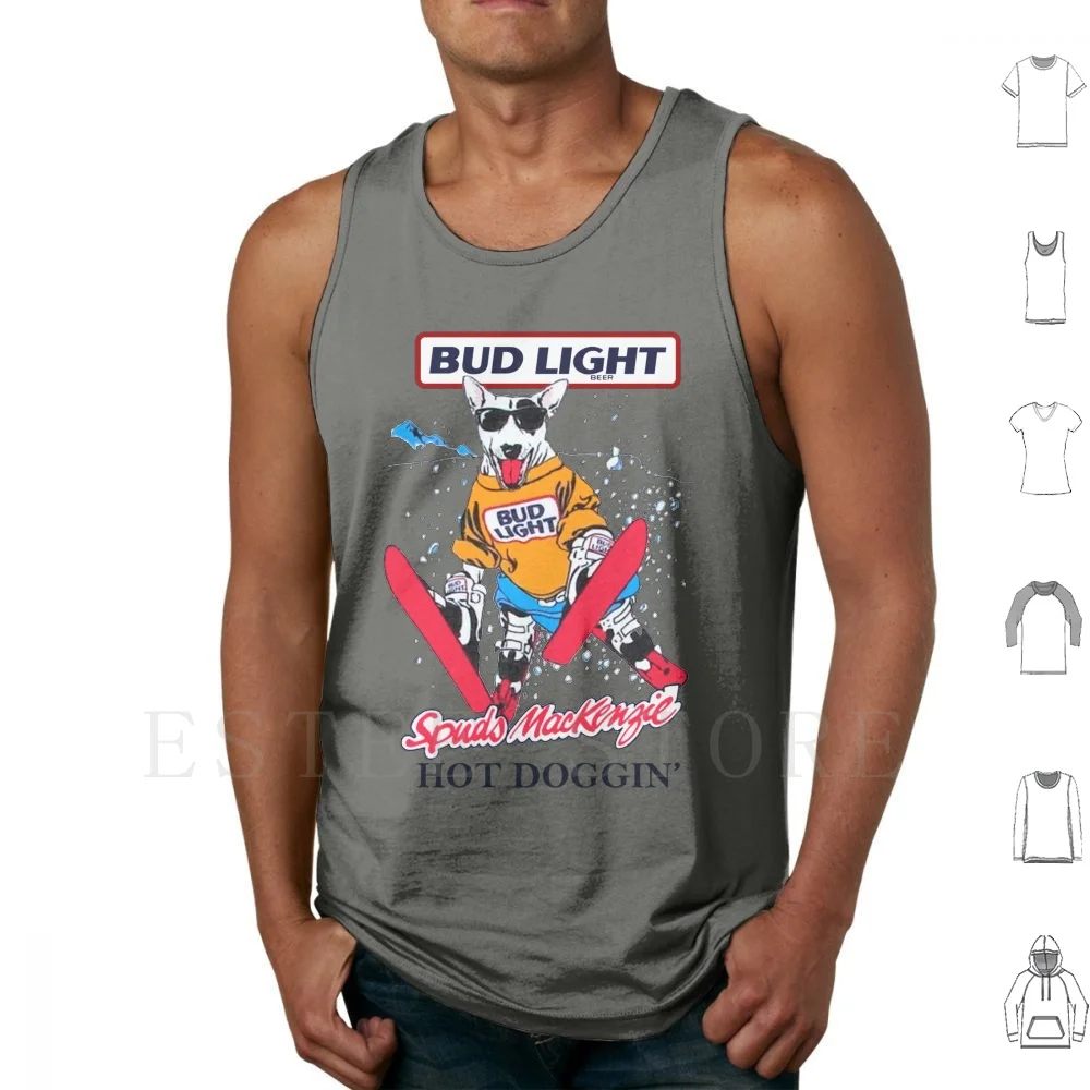 Spuds Snowboard ( 80s Throwback ) Tank Tops Vest Cotton Spud Bud Light Budweiser Beer Dog Animal Bull