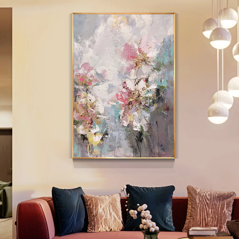 

Abstract Pink Flower Canvas Painting, Modern Wall Art, Hand Painted, Acrylic Painting, Flower Picture for Home, Wall Decoration