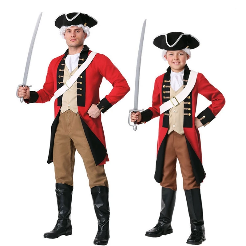 Halloween Costume Party Adult Children European British Military Officer Captain Cosplay Costume