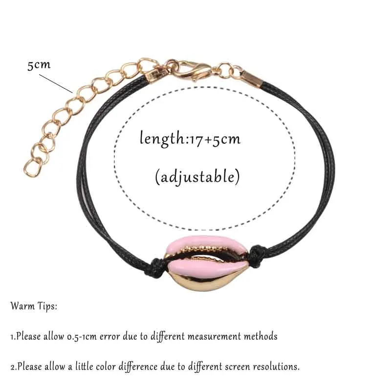 Bohemia Colorful Shell Rope Chain Bracelet Charm Women Natural Sea Shell Cowrie Bracelet Anklet Foot Jewelry Gift Wholesale