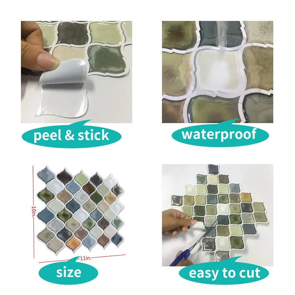

Peel Stick Wallpaper Wall Sticker, Vinyl Wall Covering, Champagne Gold and Green, 250x280mm