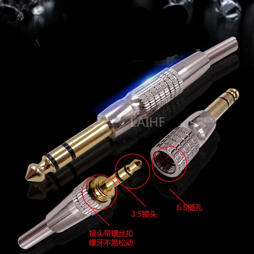 Haldane 4pcs /lot 3.5mm Male to 6.35mm Male 6.35mm Connector 1/4 inch TRS 3 Pole Stereo jack Plug Microphone Audio Connector