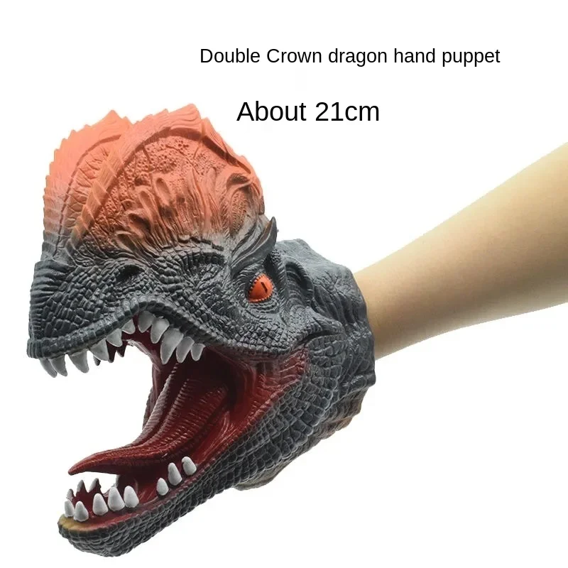 Soft Vinyl Rubber Animal Head Hand Puppet Figure Toys Gloves For Children Model Gift Dinosaur Hand Puppet Toys For Children