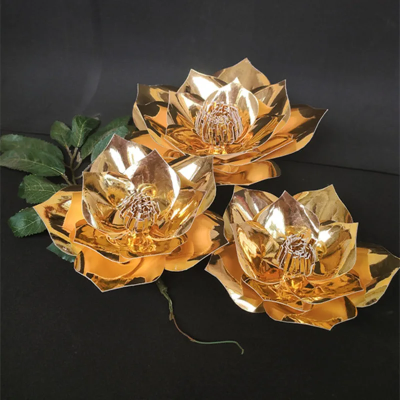 Golden flowers wedding hand-made paper flowers three-dimensional large background layout supplies window display props flowers