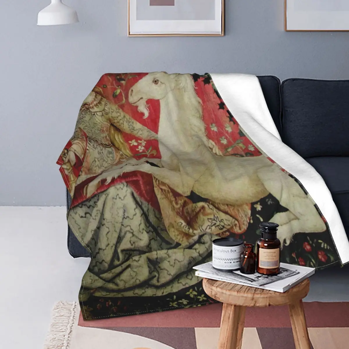 

The Lady And The Unicorn Fleece Throw Blankets Retro Medieval Renaissance Fantastic Blanket for Home Bedroom Warm Bedspread