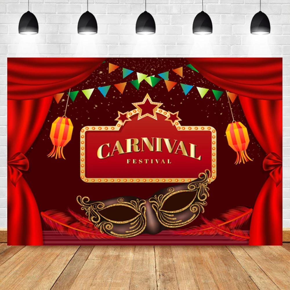 Laeacco Carnival Festival Stage Feather Mask Birthday Portrait Custom Backdrop Photographic Photo Background For Photo Studio