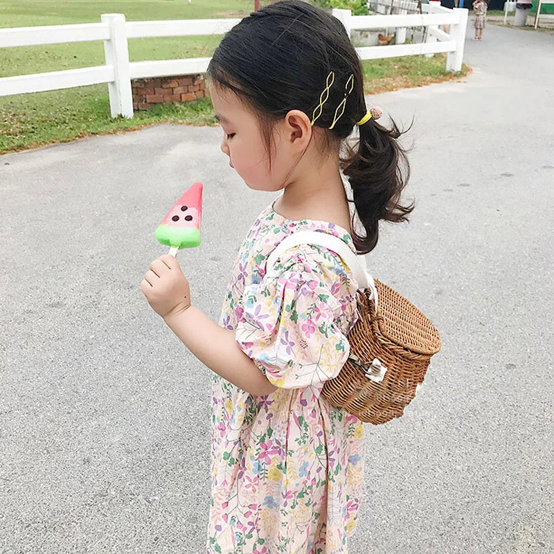 Summer Girls\' Dress Japanese And Korean Style Sweet Pastoral Style V-Neck Floral Dress Baby Kids Clothes Children Clothing