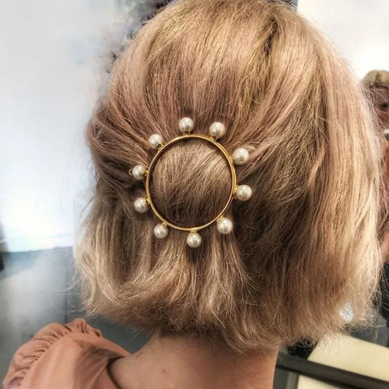 New Arrival Round Hairpin for Women Fashion Hair Wedding Pearl Accessories Indian Jewelry Beach Party Photos Hairpin Accessories