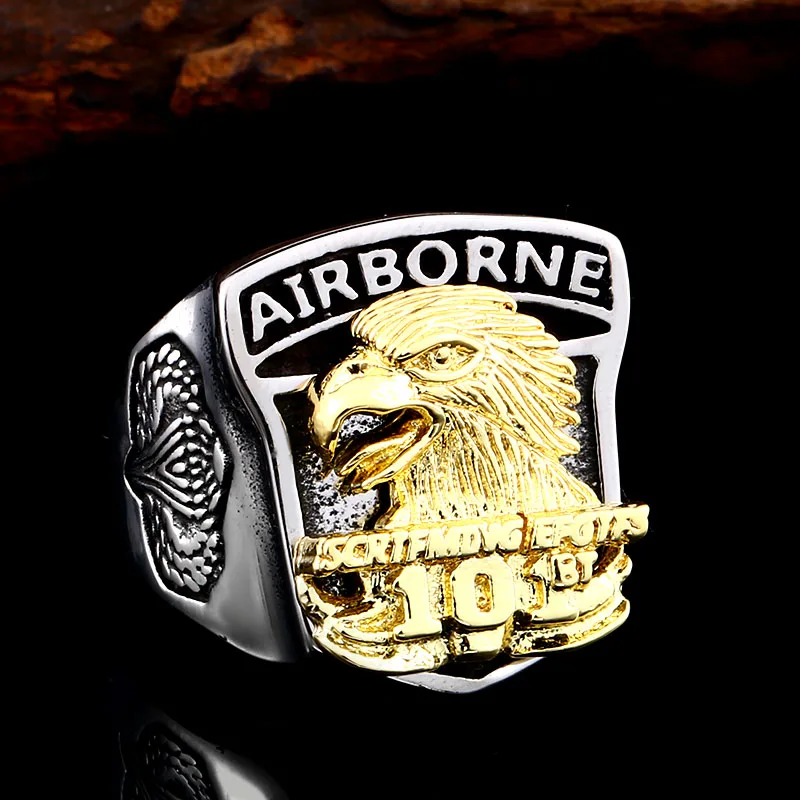 Beier new store 316L Stainless Steel arrival high quality American 101 airborne ring fashion biker ring LLBR8-290R