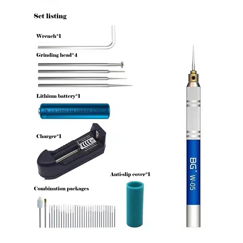 

BG W-05 электрическая мини шлифовальная ручка Процессор IC чип NAND вспышка резание Полировка Инструмент набор мобильный телефон клей материнской платы Чистый Ремонт
