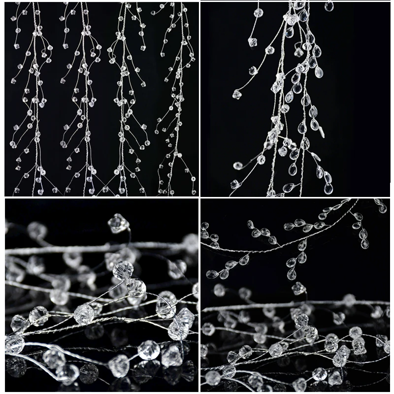 100/120/150cm Acrylic Crystal Bead Curtain Clear Water Drop Diamond Shape Branch String Garland For Wedding Party Hanging Decor