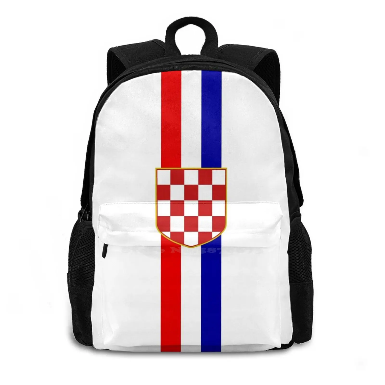 Croatia Crest With Tri-Colour Strip Hrvatska Travel Laptop Bagpack School Bags Croatia Hrvatska Oluja Bljesak Tigers Tigrovi