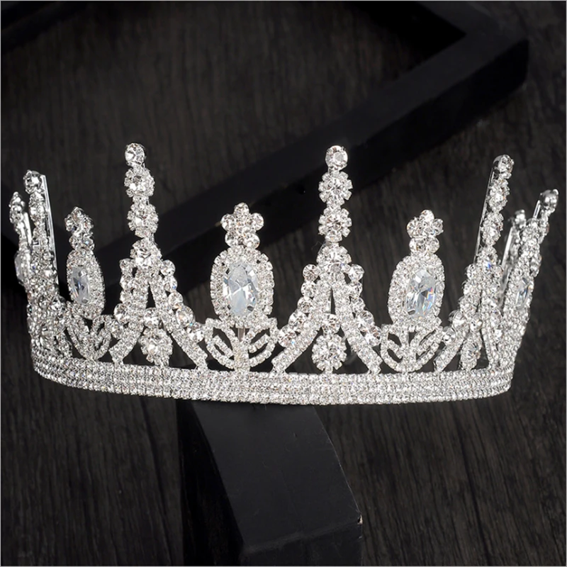 HG004 New plain korean girl rhinestone zircon crown elegant princess bridal wedding tiara fashion hair hoop for women