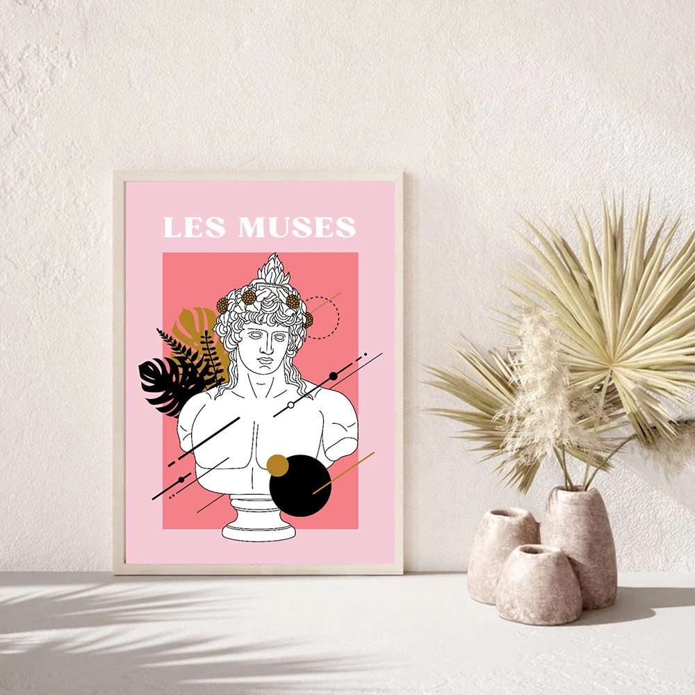 Les Grands Greek Goddess Canvas Poster Artwork Abstract Bust Statue Myth Museum Print Painting Midcentury Wall Pictures Decor