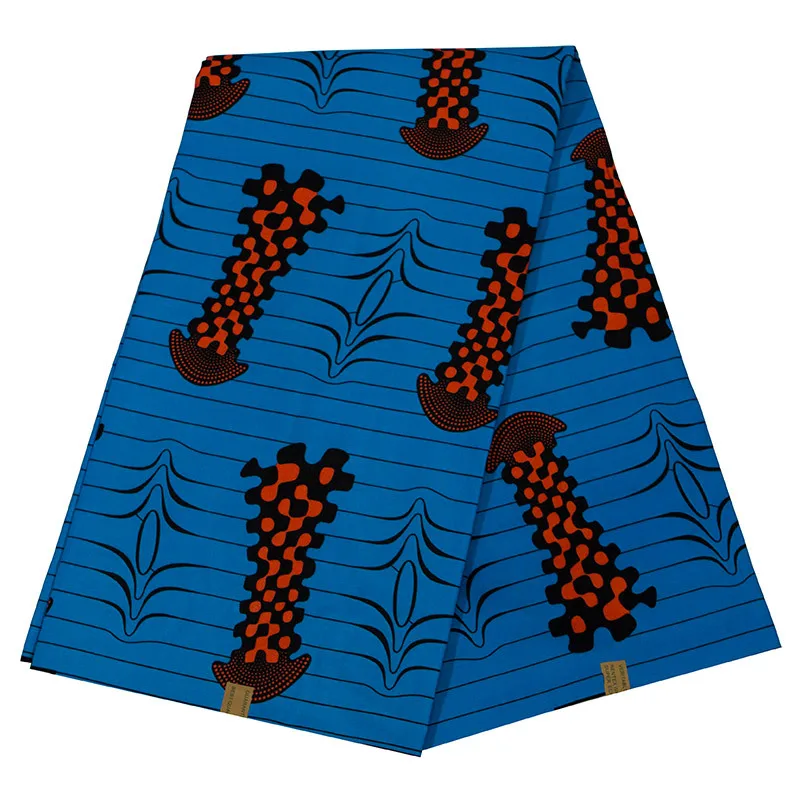 2019 Nieuwste Arrivals Fashion Design Afrikaanse Pagnes Echte Wax Blauw 100% Polester Rood Gedrukt Stof 6Yards \ Veel